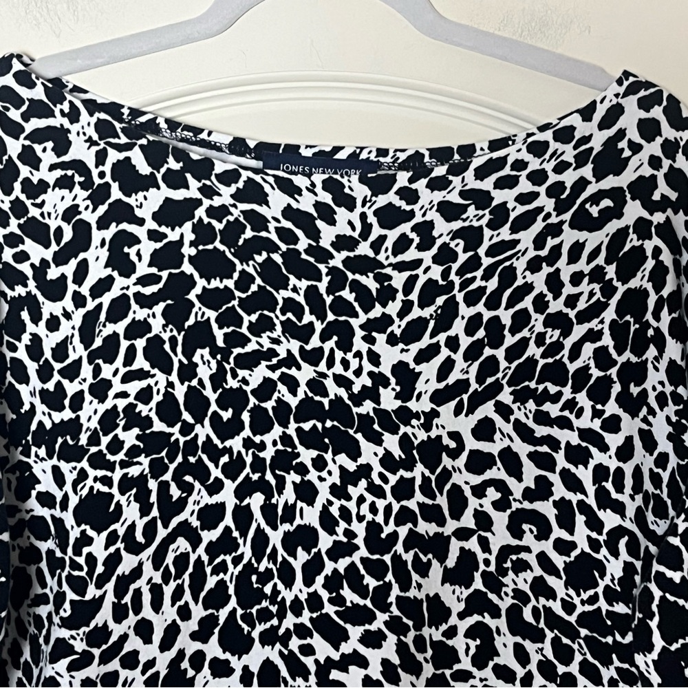 Jones New York Signature Stylish Black and White Leopard Print Women's Top 2X - Picture 5 of 13